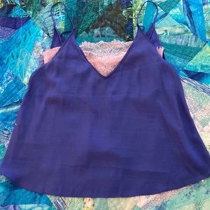 NWOT Free People Deep V Lace Bandeau Detail Cami Cobalt Lavender XS